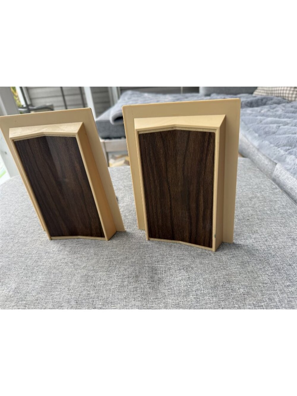 Vintage Pair Plastic Rogers Beige Bookend MCM Library Homeschool Minimalist
